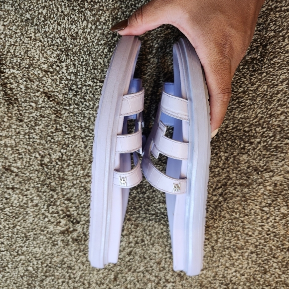 SAM EDELMAN Valeri Logo Emblem Footbed Slide Sandals In Misty Lilac Size 8 - Picture 3 of 7